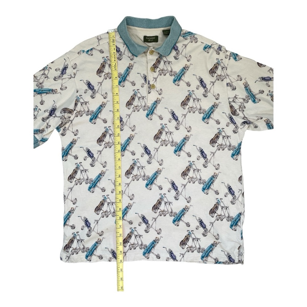 Dockers Golf Polo, White/ Aqua, Size Medium - Picture 5 of 6